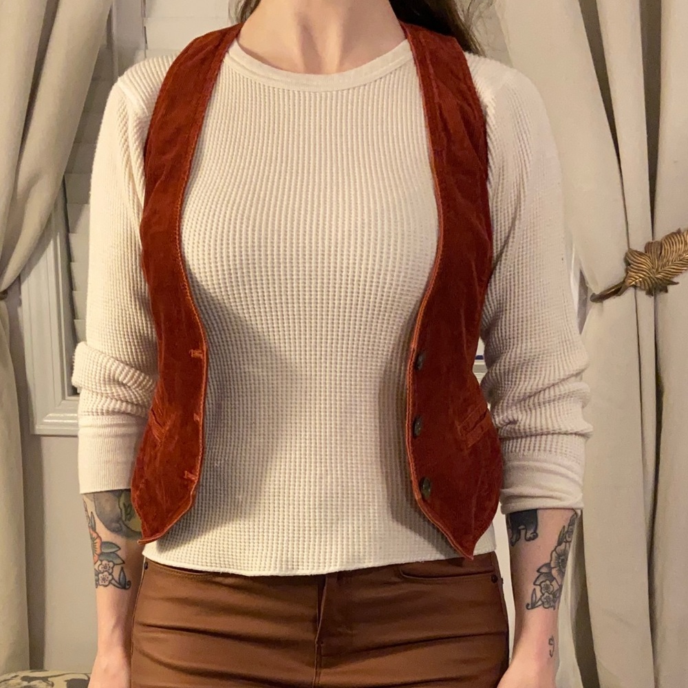 J. Crew Burnt Orange Rust Red Corduroy Vest